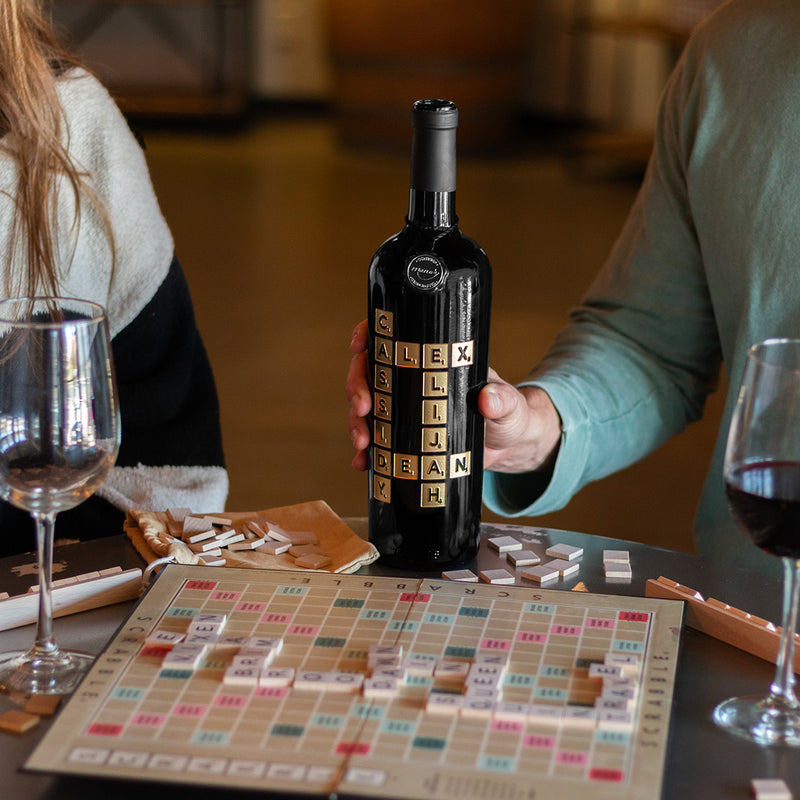 Scrabble Custom Words Etched Wine