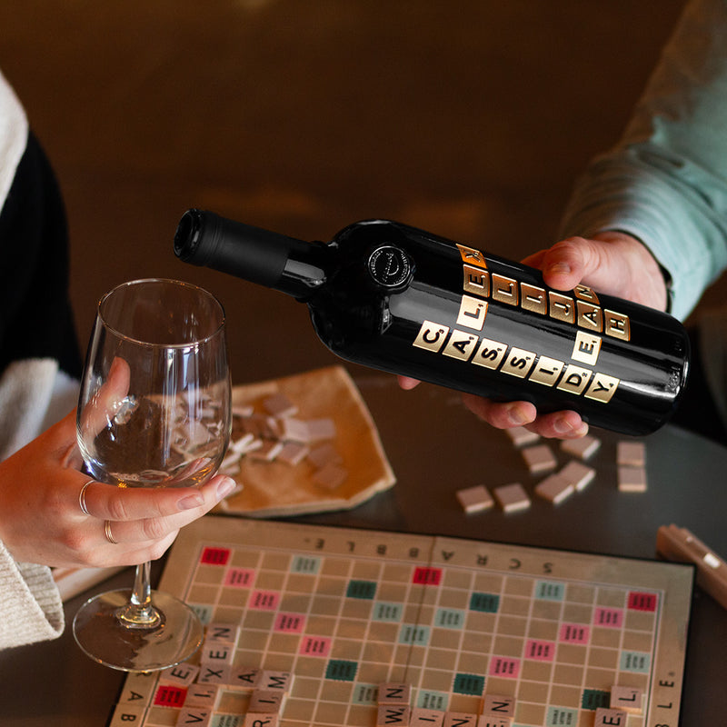 Scrabble Custom Words Etched Wine