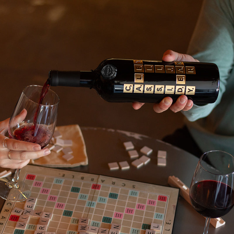 Scrabble Custom Words Etched Wine