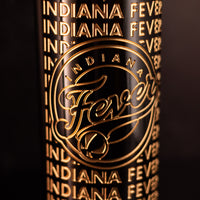 Close up of gold Indiana Fever collectible display wine bottle from Mano's Wine