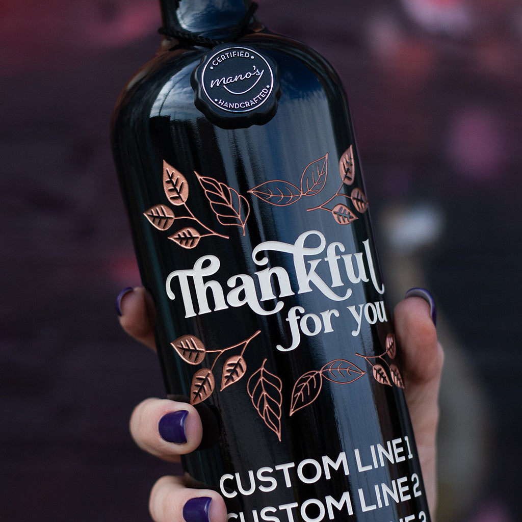 Thanksgiving Thankful for You Custom Etched Wine