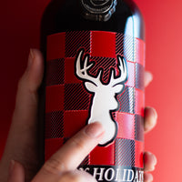 Happy Holidays Buffalo Plaid Custom Text Etched Wine