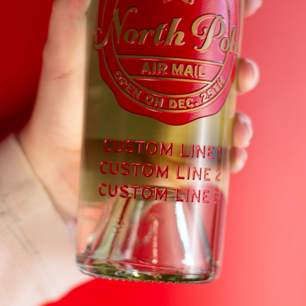 North Pole Custom Text Etched Wine