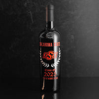 Customize an Oklahoma State University alumni etched wine bottle from Mano's Wine