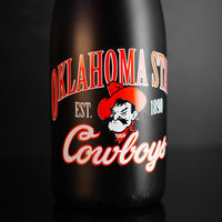 Close up of Oklahoma State University Cowboys Matte Black Bubbly