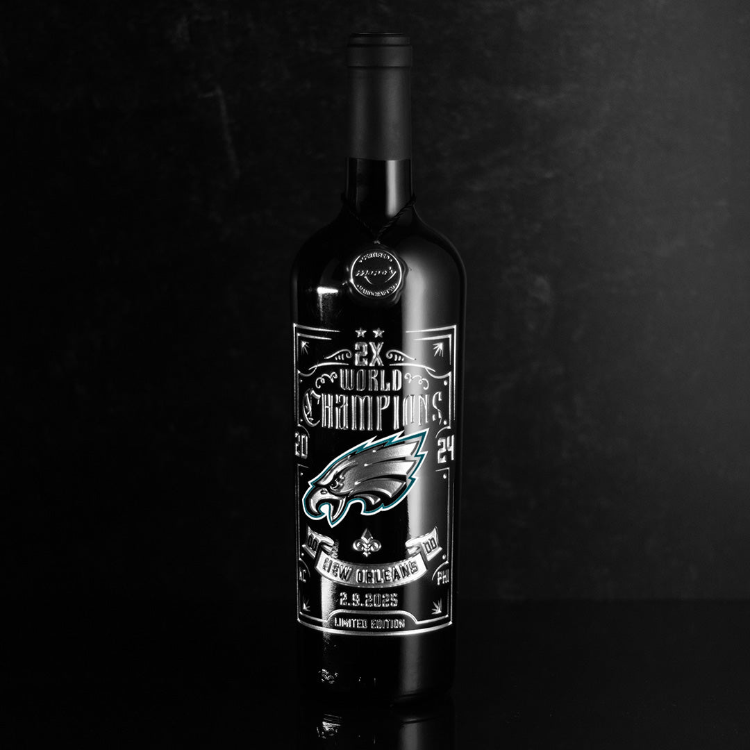 Philadelphia Eagles 2024 World Champions 2X Etched Wine – Mano's Wine
