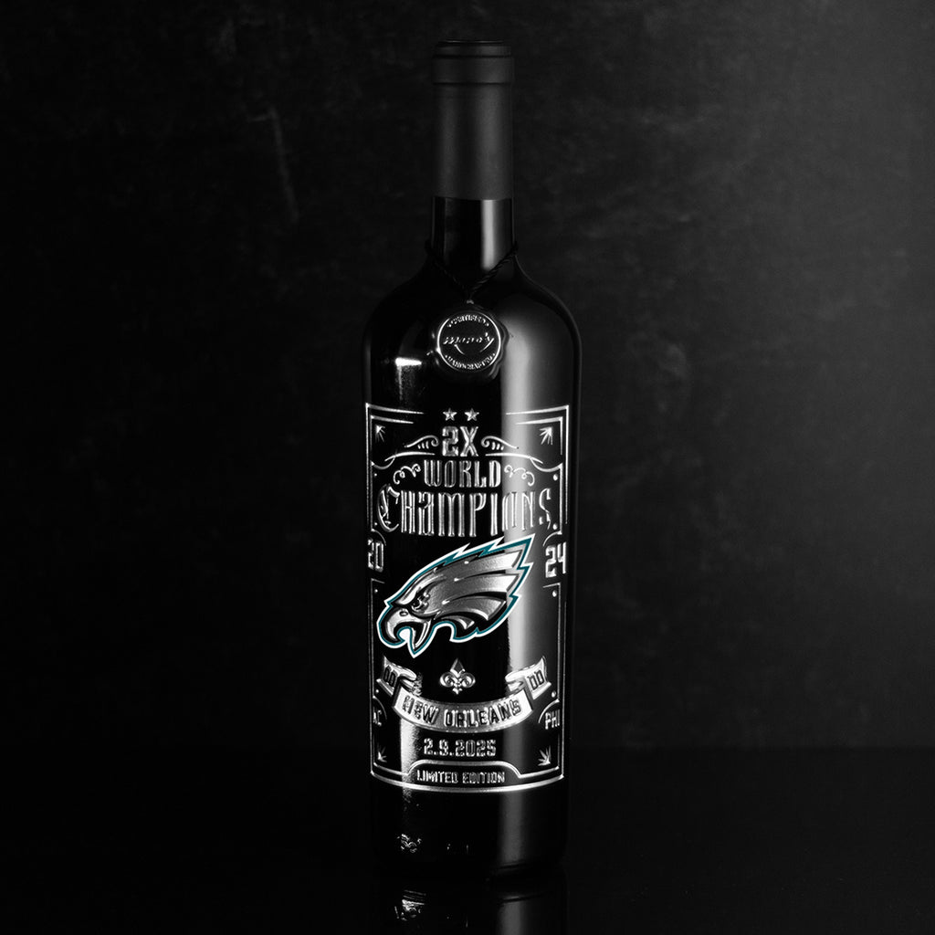 Eagles 2024 World Champions 2X Etched Wine