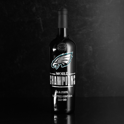 Eagles 2024 World Champions Logo Etched Wine