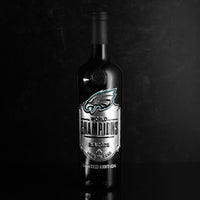 Order the Mano's Wine Philadelphia Eagles 2024 World Champions Shield etched on a wine bottle