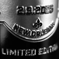 Close up of Philadelphia Eagles 2024 World Championship win in New Orleans on 2.9.2025 limited edition wine bottle