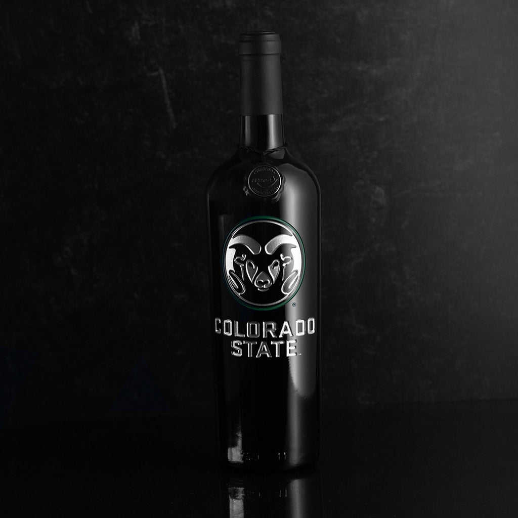 Colorado State University Etched Wine Bottle
