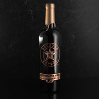 Houston Astros Gold Reserve Etched Wine bottle dipped in gold wax