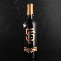 San Francisco Gold Reserve Etched Wine Bottle dipped in wax