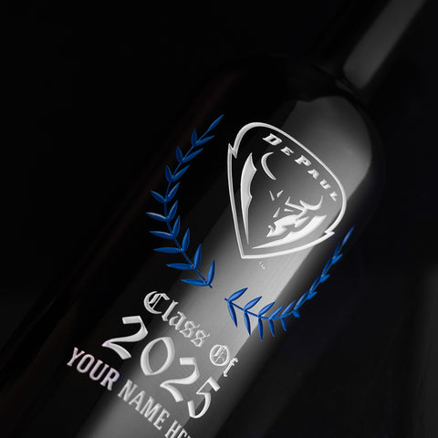 DePaul University Custom Alumni Etched Wine Bottle