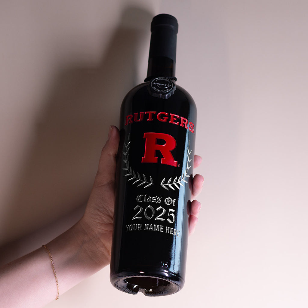 Rutgers University Custom Alumni Etched Wine