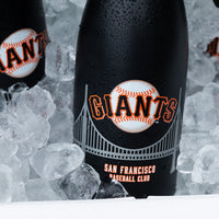 Mano's Wine bottle of San Francisco Giants bubbly wine on ice in a cooler