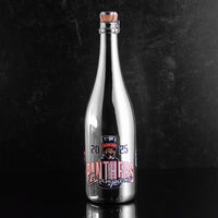 2025 Florida Panthers Stanley Cup Champions Trophy Silver Bubbly bottle with black background