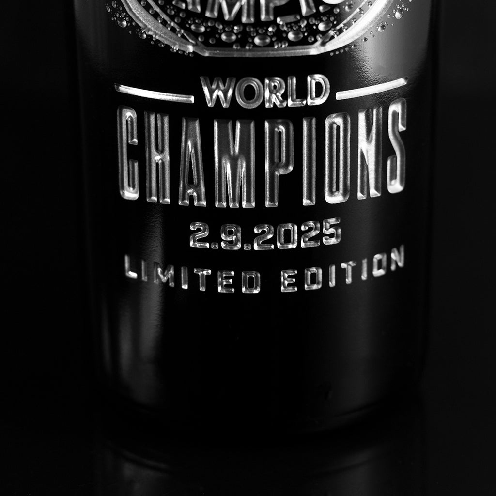 Mano's Wine cabernet sauvignon bottle etched with World Champions February 9 2025 limited edition