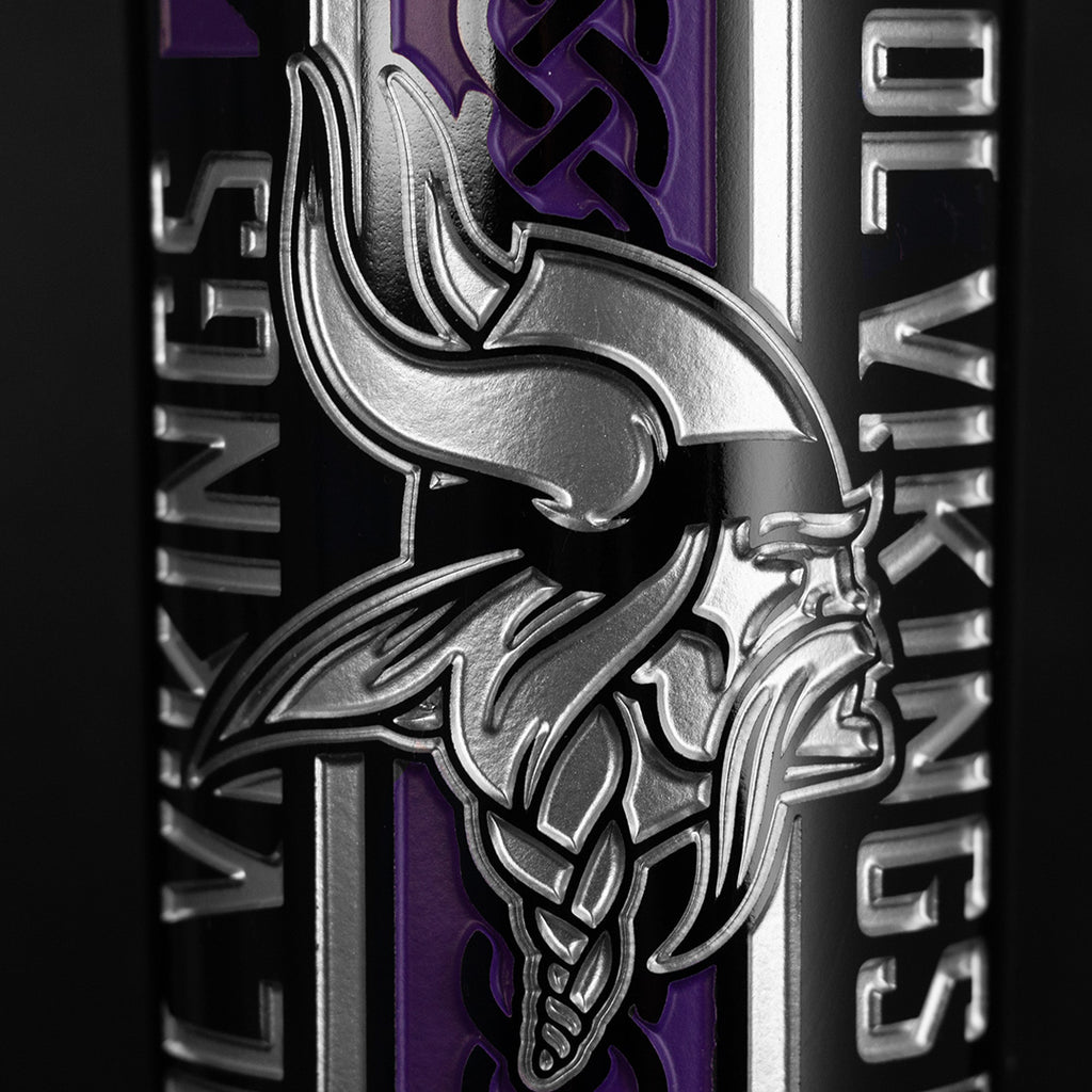 Close up of Mano's Wine Minnesota Vikings Limited Edition 2 bottle featuring logo and team iconography