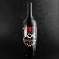 3L wine bottle featuring etched design of the 40th anniversary of the 1985 Chicago Bears championship team