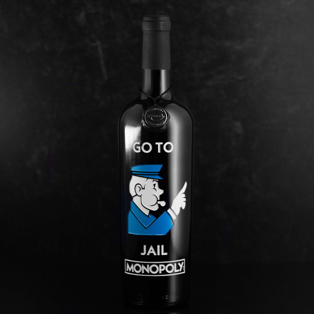 Monopoly Go To Jail Etched Wine