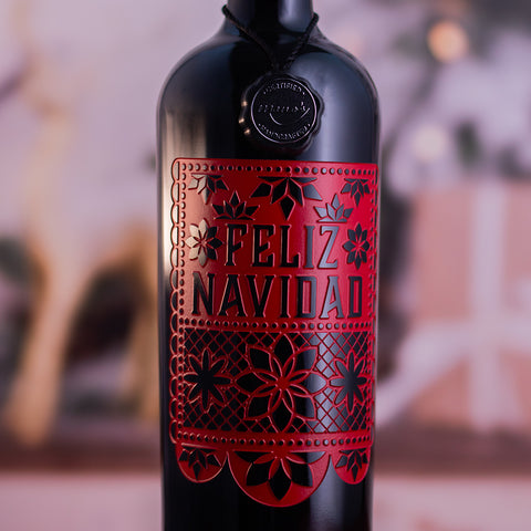 Feliz Navidad Etched Wine