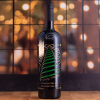 Christmas Tree Bow Custom Text Etched Wine