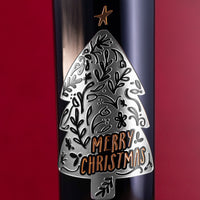 Merry Christmas Tree Etched Wine