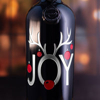 Joy Ornaments Holiday Etched Wine Bottle