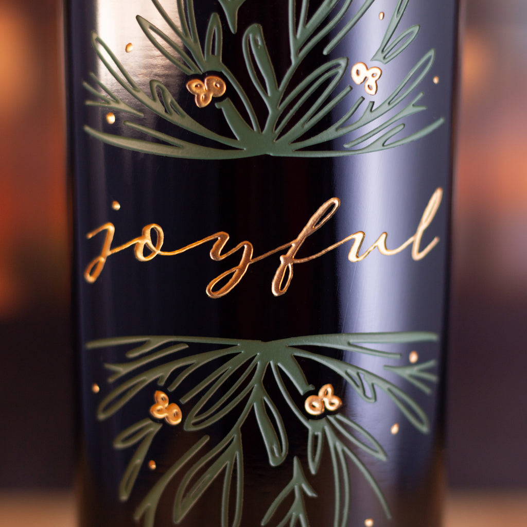 Joyful Foliage Etched Wine