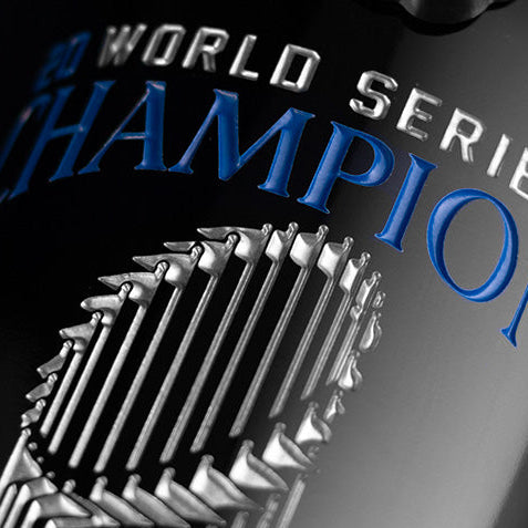 Los Angeles Dodgers 2025 World Series Champions Trophy Etched Wine