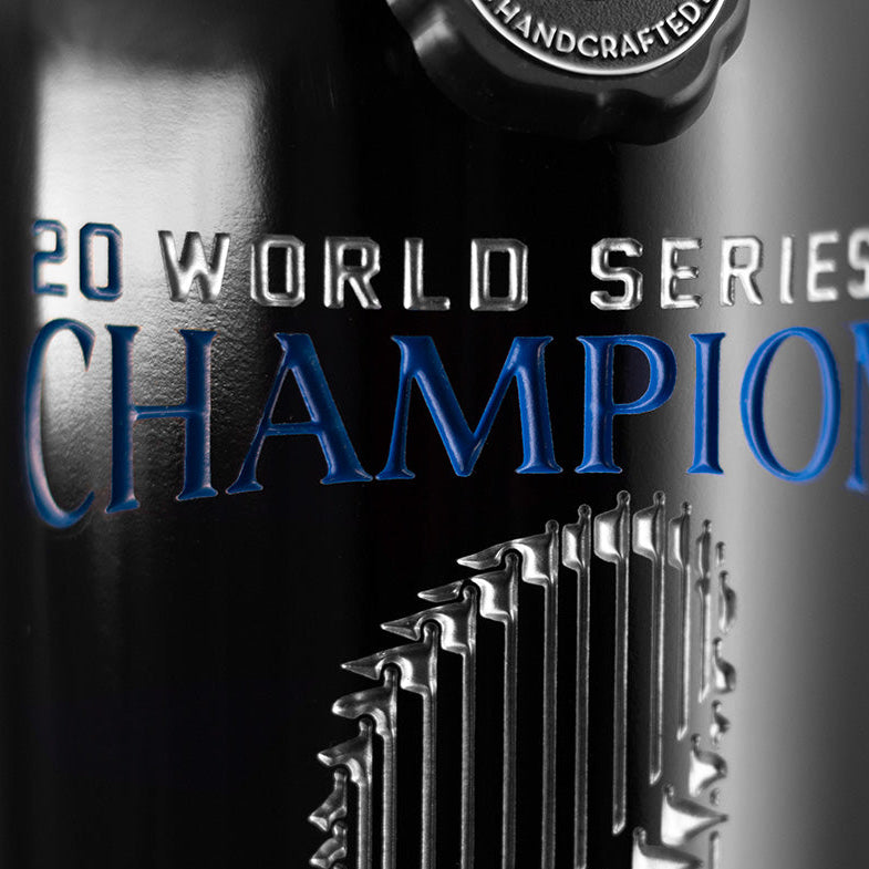 Los Angeles Dodgers 2025 World Series Champions Trophy Etched Wine