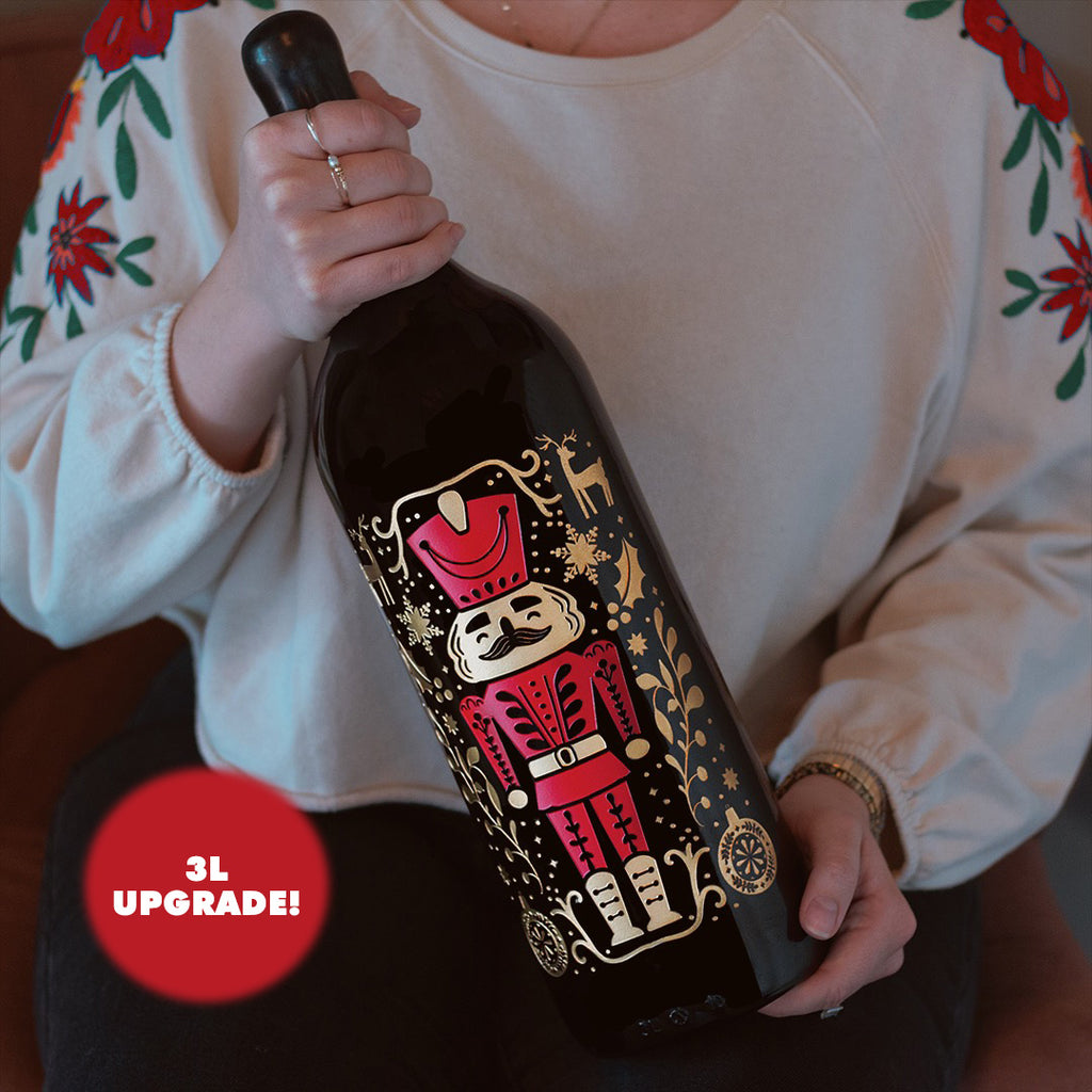 Holiday Classic Nutcracker Etched Wine Bottle