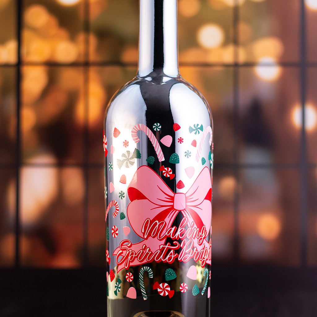 Making Spirits Bright white wine bottle