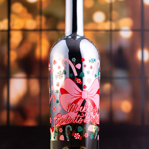 Pink Holiday Bow Metallic Silver Dipped Sauvignon Blanc