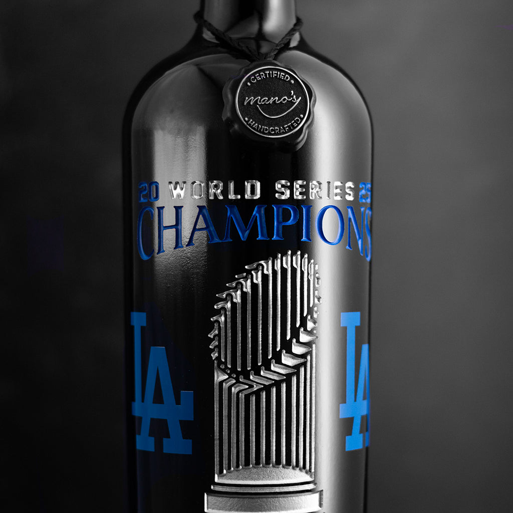 Los Angeles Dodgers 2025 World Series Champions Trophy Etched Wine