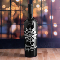 Season's Greetings Snowflake Etched Wine
