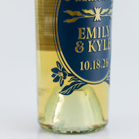 Couple name and anniversary date etched on customizable chardonnay wine bottle from Mano's Wine