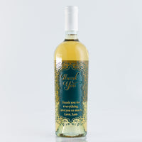 Custom Thank You Foliage Frame Chardonnay Etched Wine