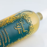 Custom Thank You Foliage Frame Chardonnay Etched Wine