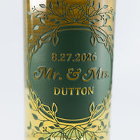 Wedding Foliage Frame Chardonnay Custom Etched Wine