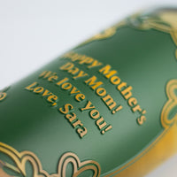 Custom Text Greenery Frame Chardonnay Etched Wine