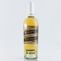 Happy Birthday Ribbon Chardonnay Custom Etched Wine