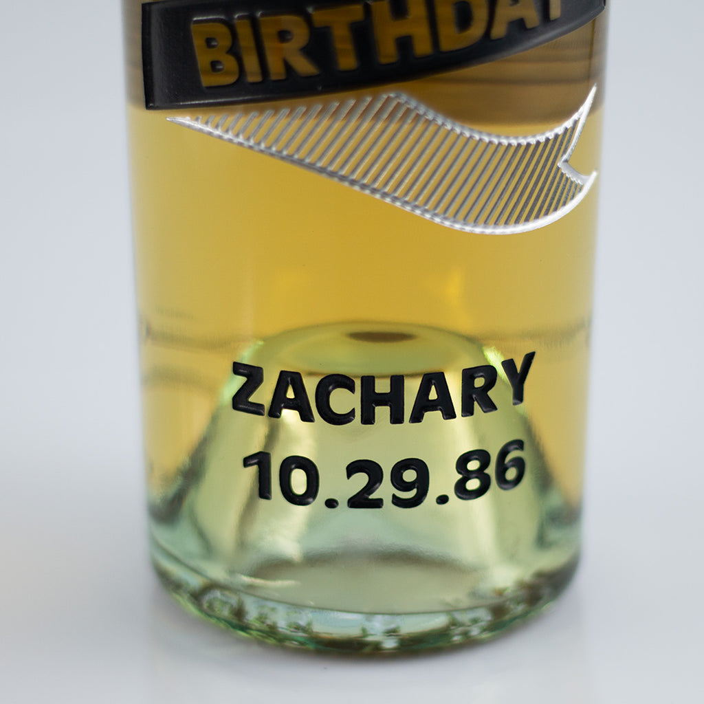 Happy Birthday Ribbon Chardonnay Custom Etched Wine