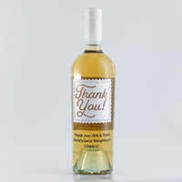Show your appreciation with a Thank You Stamp Chardonnay Custom Etched Wine bottle from Mano's Wine