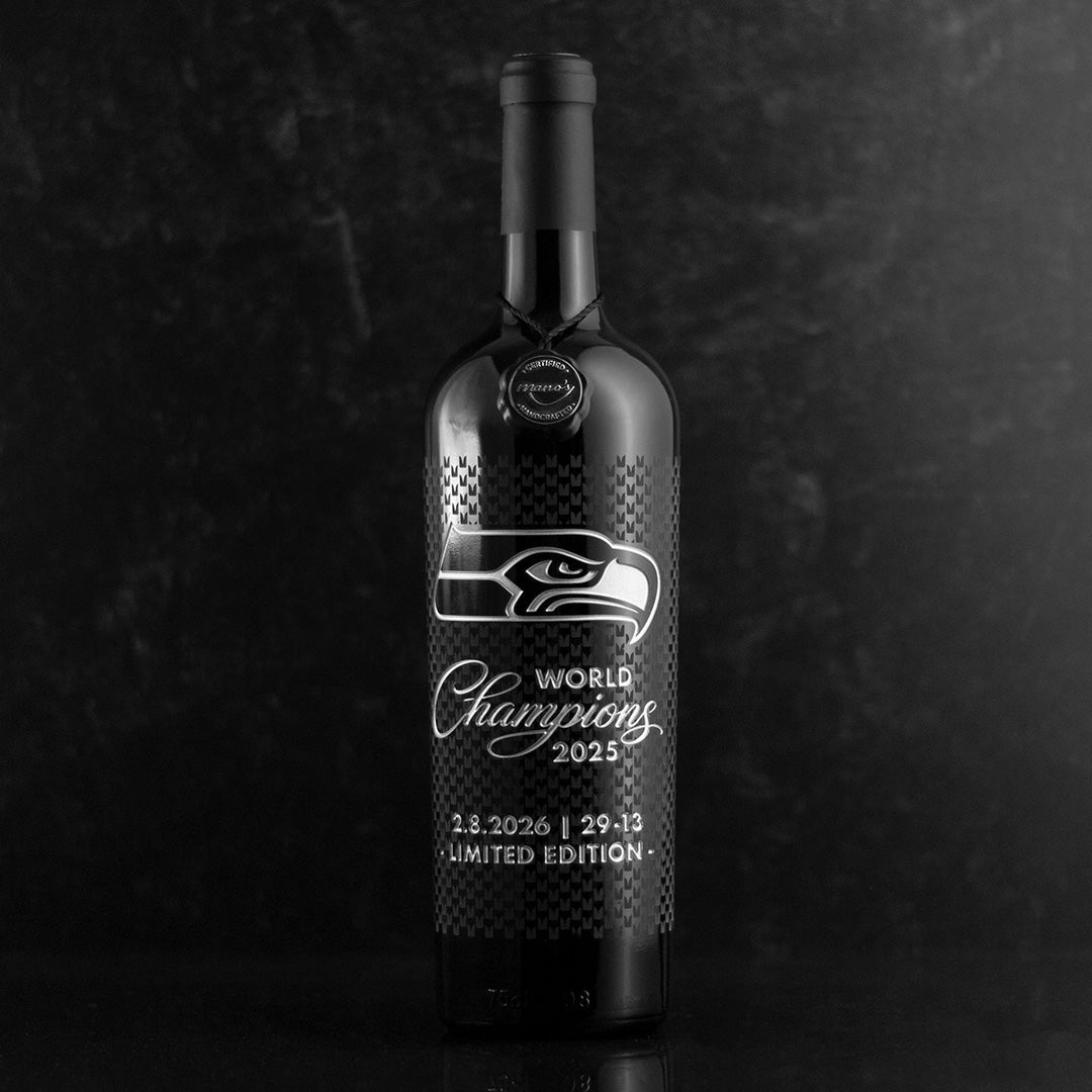Seattle Seahawks 2025 World Champions Etched Wine – Mano's Wine