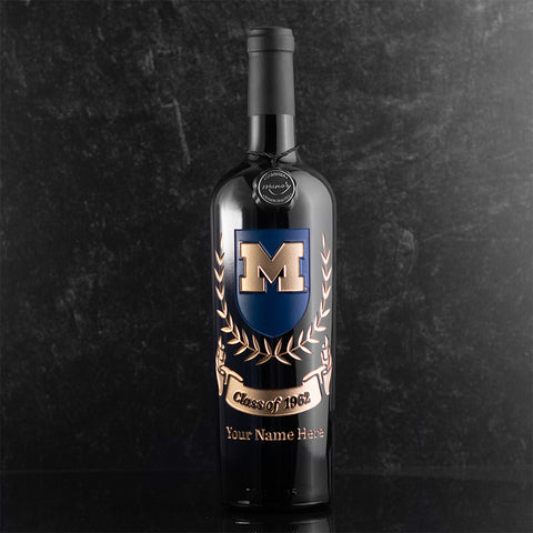 University of Michigan Custom Alumni Etched Wine