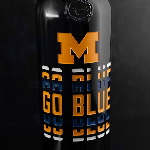 University of Michigan Go Blue Etched Wine