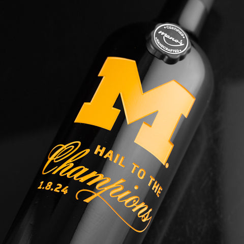 University of Michigan 2023 National Football Hail to the Champions Etched Wine