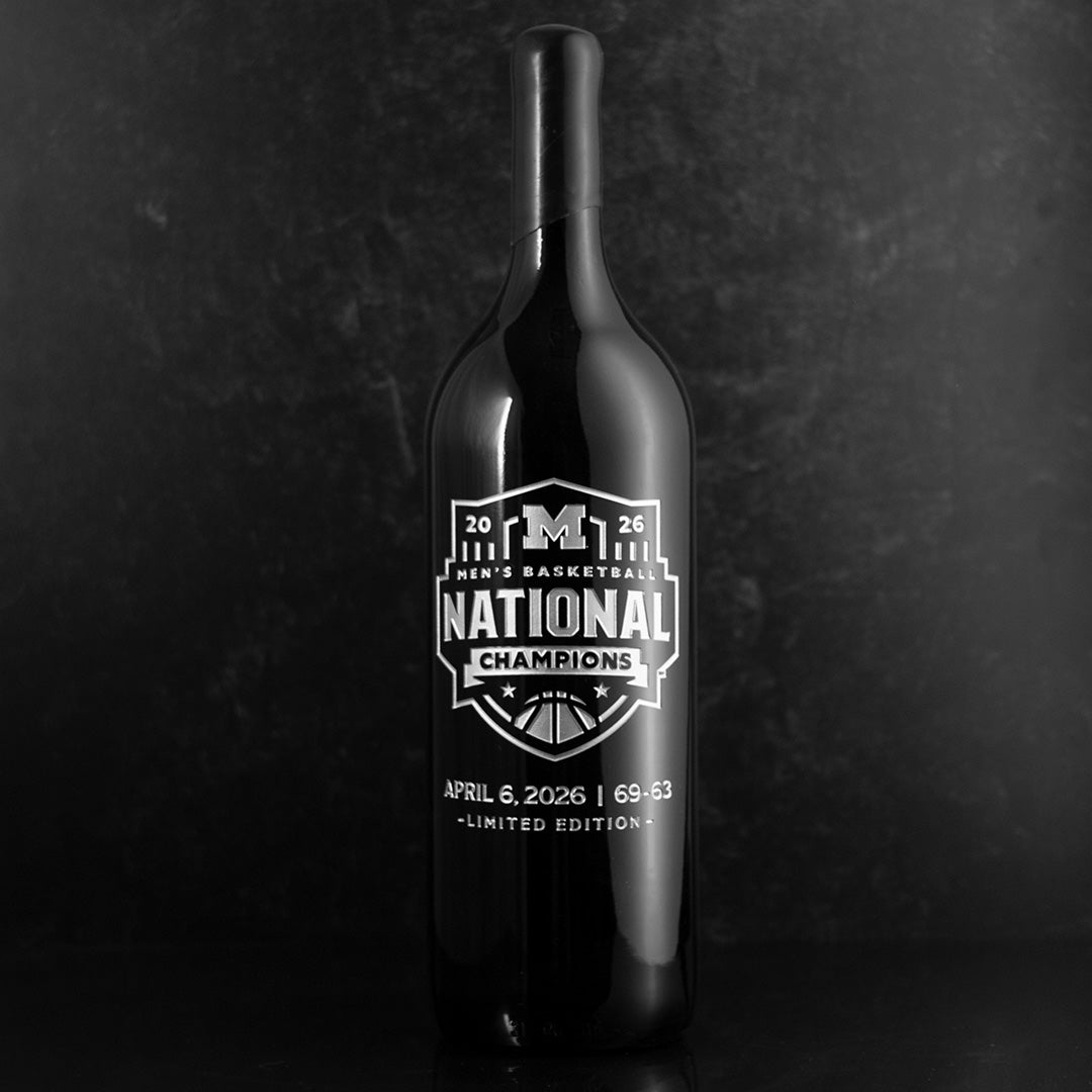 Michigan 2026 Men's Basketball National Champions 3L Etched Wine
